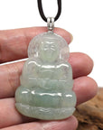 Baikalla Jewelry Jade Guanyin Pendant Necklace Baikalla 14k "Goddess of Compassion" Genuine Burmese Jadeite Jade Guanyin Pendant With VS1 Diamond Bail