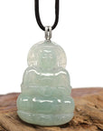 Baikalla Jewelry Jade Guanyin Pendant Necklace Baikalla 14k "Goddess of Compassion" Genuine Burmese Jadeite Jade Guanyin Pendant With VS1 Diamond Bail