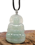 Baikalla Jewelry Jade Guanyin Pendant Necklace Nylon String Necklace Baikalla 14k "Goddess of Compassion" Genuine Burmese Jadeite Jade Guanyin Pendant With VS1 Diamond Bail