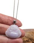 Baikalla Jewelry Jade Buddha Pendant Baikalla™ "Laughing Buddha" Genuine Lavender Jadeite Buddha Pendant Necklace With 14k White Gold Buddha Symbol Bail