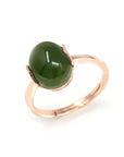Baikalla Jewelry Silver Jade Ring Baikalla™ "Lucky Jade" Rose Gold Plated Sterling Silver Nephrite Green Jade Ring