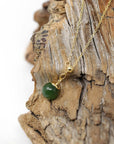 Baikalla Jewelry Jade Pendant Necklace Baikalla™ "Classic Dangle" Gold plated Silver Nephrite Green Jade Classic Bead Adjustable Pendant Necklace