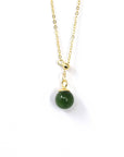 Baikalla Jewelry Jade Pendant Necklace Baikalla™ "Classic Dangle" Gold plated Silver Nephrite Green Jade Classic Bead Adjustable Pendant Necklace