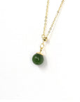 Baikalla Jewelry Jade Pendant Necklace Baikalla™ "Classic Dangle" Gold plated Silver Nephrite Green Jade Classic Bead Adjustable Pendant Necklace