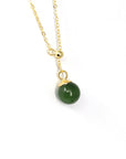 Baikalla Jewelry Jade Pendant Necklace Baikalla™ "Classic Dangle" Gold plated Silver Nephrite Green Jade Classic Bead Adjustable Pendant Necklace