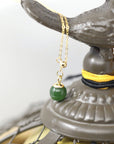 Baikalla Jewelry Jade Pendant Necklace Baikalla™ "Classic Dangle" Gold plated Silver Nephrite Green Jade Classic Bead Adjustable Pendant Necklace