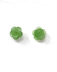 Baikalla Jewelry Gold Jade Earrings Baikalla™ "Rose Flowers" 18k Solid Gold High-end Real Green Jade Rose Flower Earrings