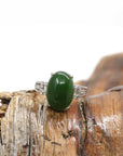 Baikalla Jewelry Jade Ring Baikalla™ "Classic Oval With Accents" Sterling Silver Real Green Nephrite Jade Classic Ring For Her