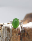 Baikalla Jewelry Jade Ring Baikalla™ "Classic Oval With Accents" Sterling Silver Real Green Nephrite Jade Classic Ring For Her