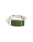 Baikalla Jewelry Jade Ring Baikalla™ "Signature Signet" Sterling Silver Real Green Nephrite Jade Classic Men's Ring