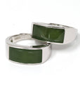 Baikalla Jewelry Jade Ring Baikalla™ "Signature Signet" Sterling Silver Real Green Nephrite Jade Classic Men's Ring