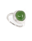 Baikalla Jewelry Jade Ring Baikalla™ "Classic Oval" Sterling Silver Real Green Nephrite Jade Classic Ring For Her
