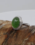 Baikalla Jewelry Jade Ring Baikalla™ "Classic Oval" Sterling Silver Real Green Nephrite Jade Classic Ring For Her