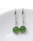 Baikalla Jewelry Silver Gemstone Earrings Baikalla "Classic Bead Earrings" Sterling Silver Genuine Nephrite Green Jade Dangle Earrings