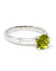 Baikalla Jewelry 18k Gold Peridot Ring Baikalla™ 14k White Gold Natural Round Brilliant Peridot Diamond Anniversary Ring