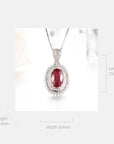 Baikalla Jewelry Gemstone Pendant Necklace 18k White Gold & Natural AA Oval Ruby Halo Pendant Necklace