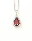 Baikalla Jewelry Gold Gemstone Pendant 18k White Gold Tourmaline & Diamonds Tear Drop Pendant Necklace