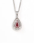 Baikalla Jewelry Gold Gemstone Pendant 18k White Gold Tourmaline & Diamonds Tear Drop Pendant Necklace