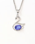 Baikalla Jewelry Gemstone Pendant Necklace Baikalla™ "Love Swan" 18k White Gold & Genuine Tanzanite Swan Pendant Necklace