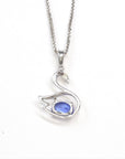 Baikalla Jewelry Gemstone Pendant Necklace Baikalla™ "Love Swan" 18k White Gold & Genuine Tanzanite Swan Pendant Necklace