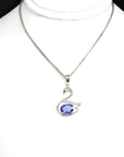 Baikalla Jewelry Gemstone Pendant Necklace Baikalla™ "Love Swan" 18k White Gold & Genuine Tanzanite Swan Pendant Necklace