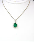 Baikalla Jewelry Emerald Pendant Necklace 18K White Gold Emerald & 1/6 CTW Diamond Pendant Necklace