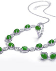 Baikalla Jewelry Gold Jade Ring Genuine Nephrite Green Jade Sterling Silver Matching Set