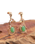 Baikalla Jewelry 18k Gold Jadeite Necklace 18k Rose Gold Genuine Jadeite Jade Golden Horse Earrings & Diamond