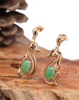 Baikalla Jewelry 18k Gold Jadeite Necklace 18k Rose Gold Genuine Jadeite Jade Golden Horse Earrings & Diamond