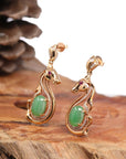 Baikalla Jewelry 18k Gold Jadeite Necklace 18k Rose Gold Genuine Jadeite Jade Golden Horse Earrings & Diamond