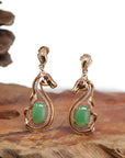 Baikalla Jewelry 18k Gold Jadeite Necklace 18k Rose Gold Genuine Jadeite Jade Golden Horse Earrings & Diamond
