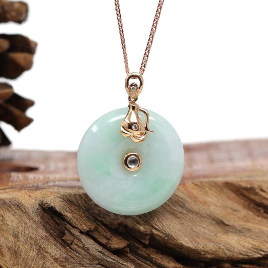 18k Rose Gold Genuine Jadeite Constellation (Aquarius) Necklace