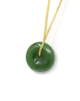 Baikalla Jewelry Jade Pendant Necklace Baikalla™ "Good Luck Button" Necklace Real Green Jade Lucky KouKou Donut Pendant Necklace