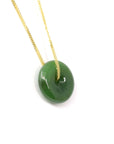 Baikalla Jewelry Jade Pendant Necklace Baikalla™ "Good Luck Button" Necklace Real Green Jade Lucky KouKou Donut Pendant Necklace