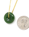 Baikalla Jewelry Jade Pendant Necklace Baikalla™ "Good Luck Button" Necklace Real Green Jade Lucky KouKou Donut Pendant Necklace