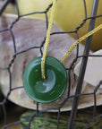 Baikalla Jewelry Jade Pendant Necklace Baikalla™ "Good Luck Button" Necklace Real Green Jade Lucky KouKou Donut Pendant Necklace