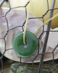 Baikalla Jewelry Jade Pendant Necklace Baikalla™ "Good Luck Button" Necklace Real Green Jade Lucky KouKou Donut Pendant Necklace
