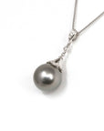 Baikalla Jewelry Gold Jadeite Necklace Baikalla Jewelry™ 18k Gold Round Black Tahitian South Sea Cultured Pearl & Diamond Pendant Necklace for Women in AAA Quality