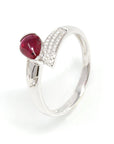 Baikalla Jewelry Gold Ruby Ring 8 18k White Gold Natural Tear Drop Ruby Diamond Anniversary Ring