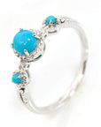 Baikalla Jewelry Turquoise Ring 7 Baikalla™ "Helena" 18k White Solid Gold Genuine Persian Blue 3 Stone Arizona Turquoise Diamonds Ring