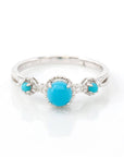 Baikalla Jewelry Turquoise Ring Baikalla™ "Helena" 18k White Solid Gold Genuine Persian Blue 3 Stone Arizona Turquoise Diamonds Ring