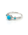 Baikalla Jewelry Turquoise Ring Baikalla™ "Helena" 18k White Solid Gold Genuine Persian Blue 3 Stone Arizona Turquoise Diamonds Ring