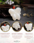 Baikalla Jewelry Jade Carving Necklace Genuine Nephrite White Jade Butterfly Necklace