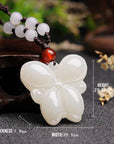 Baikalla Jewelry Jade Carving Necklace Genuine Nephrite White Jade Butterfly Necklace