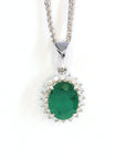 Baikalla Jewelry Emerald Pendant Necklace 18K White Gold Emerald & 1/6 CTW Diamond Pendant Necklace