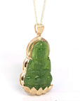 Baikalla Jewelry Gold Jade Pendant Baikalla™ 14K Yellow Gold Genuine Nephrite Green Jade GuanYin Pendant Necklace