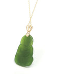 Baikalla Jewelry Gold Jade Pendant Baikalla™ 14K Yellow Gold Genuine Nephrite Green Jade Guanyin Pendant Necklace