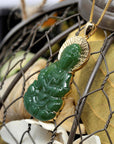 Baikalla Jewelry Gold Jade Necklace Baikalla™ Guan Yin 18k Yellow Gold Genuine Nephrite Green Jade Guanyin Buddha Pendant Necklace