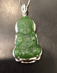 Baikalla Jewelry Jade Pendant Silver W/ White Sapphire Baikalla™ Guan Yin Sterling Silver Genuine Nephrite Green Jade GuanYin Baby Buddha Pendant Necklace