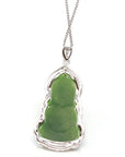 Baikalla Jewelry Jade Pendant Silver W/ White Sapphire Baikalla™ Guan Yin Sterling Silver Genuine Nephrite Green Jade GuanYin Baby Buddha Pendant Necklace